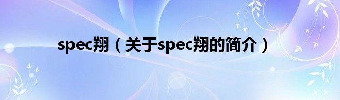 spec翔（關于spec翔的簡介）