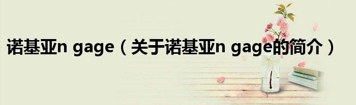 諾基亞n gage（關于諾基亞n gage的簡介）