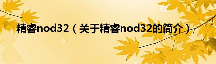 精睿nod32（關于精睿nod32的簡介）