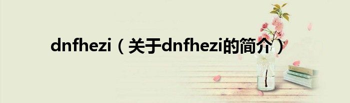 dnfhezi（關于dnfhezi的簡介）