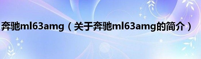 奔馳ml63amg（關于奔馳ml63amg的簡介）