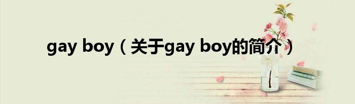 gay boy（關于gay boy的簡介）