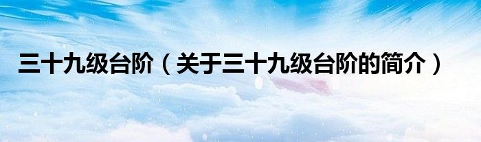 三十九級臺階（關于三十九級臺階的簡介）