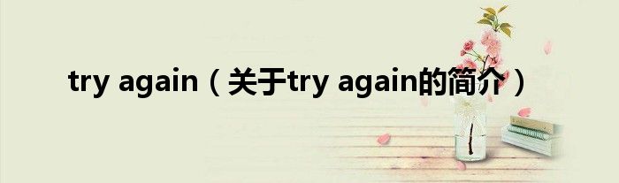 try again（關(guān)于try again的簡(jiǎn)介）
