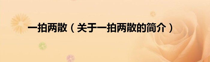 一拍兩散（關(guān)于一拍兩散的簡(jiǎn)介）