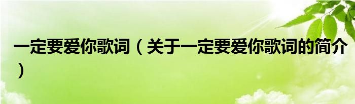 一定要愛你歌詞（關于一定要愛你歌詞的簡介）