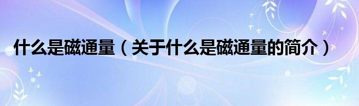 什么是磁通量（關于什么是磁通量的簡介）