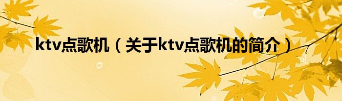 ktv點歌機（關于ktv點歌機的簡介）