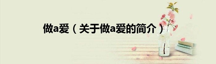 做a愛（關于做a愛的簡介）