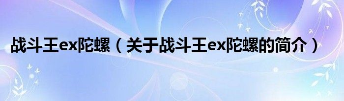 戰斗王ex陀螺（關于戰斗王ex陀螺的簡介）