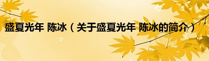 盛夏光年 陳冰（關于盛夏光年 陳冰的簡介）