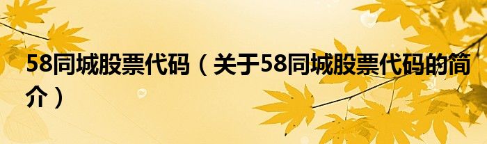58同城股票代碼（關于58同城股票代碼的簡介）