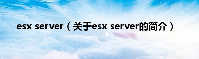 esx server（關于esx server的簡介）