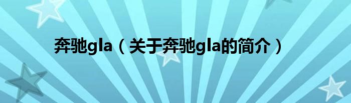 奔馳gla（關于奔馳gla的簡介）