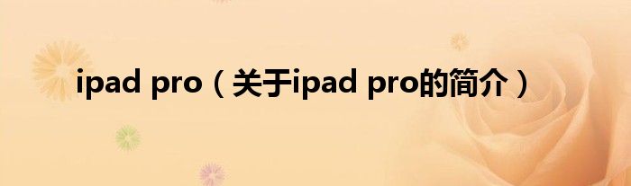 ipad pro（關于ipad pro的簡介）