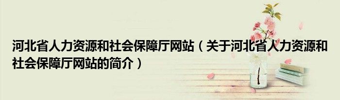 河北省人力資源和社會保障廳網站（關于河北省人力資源和社會保障廳網站的簡介）