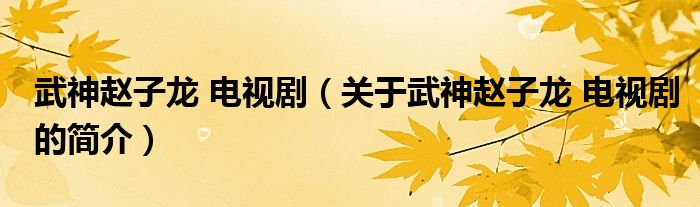 武神趙子龍 電視劇（關于武神趙子龍 電視劇的簡介）