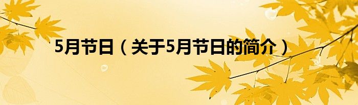 5月節日（關于5月節日的簡介）