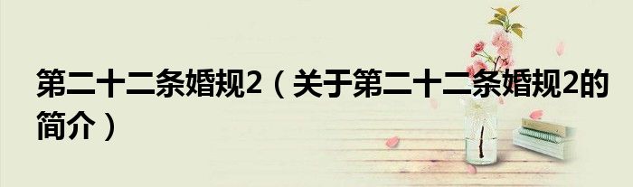 第二十二條婚規2（關于第二十二條婚規2的簡介）