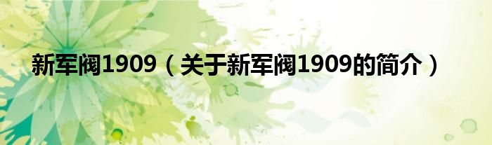 新軍閥1909（關于新軍閥1909的簡介）