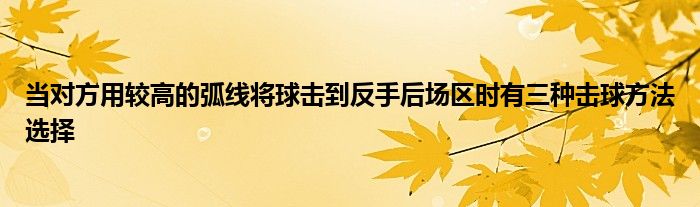 當對方用較高的弧線將球擊到反手后場區時有三種擊球方法選擇