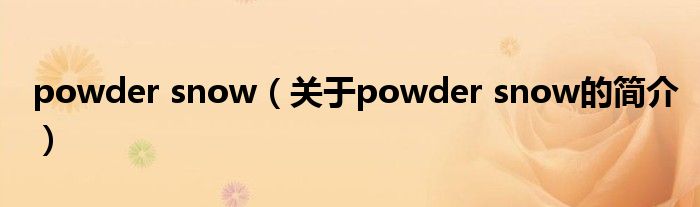 powder snow（關于powder snow的簡介）
