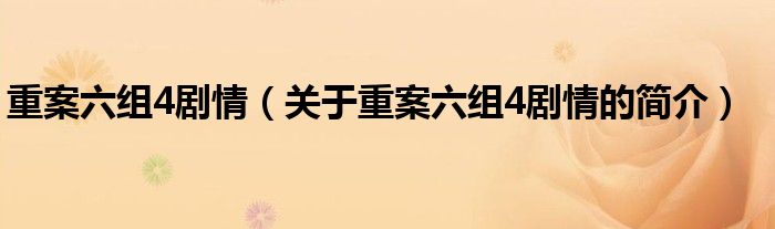 重案六組4劇情（關于重案六組4劇情的簡介）