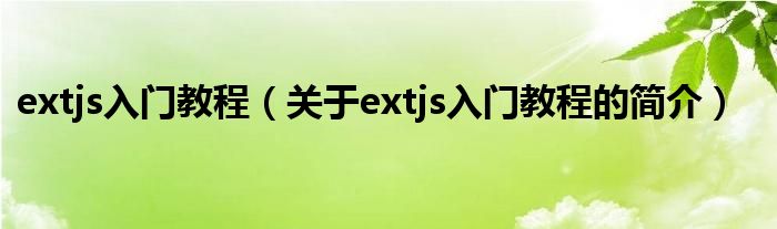 extjs入門教程（關于extjs入門教程的簡介）