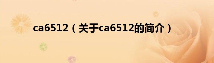 ca6512（關于ca6512的簡介）