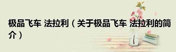 極品飛車 法拉利（關于極品飛車 法拉利的簡介）