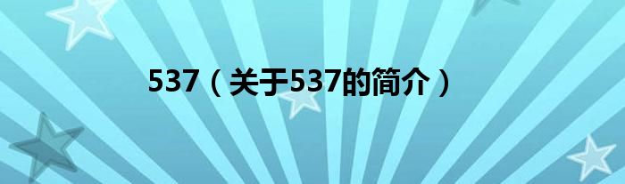 537（關于537的簡介）
