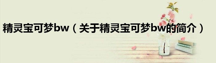 精靈寶可夢bw（關于精靈寶可夢bw的簡介）