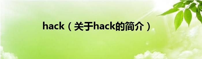 hack（關于hack的簡介）