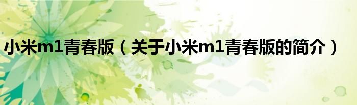 小米m1青春版（關于小米m1青春版的簡介）