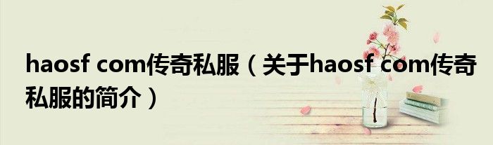 haosf com傳奇私服（關于haosf com傳奇私服的簡介）