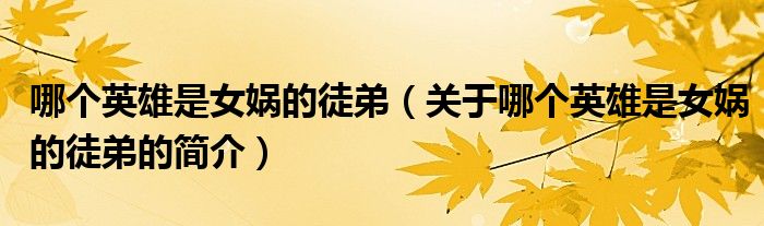 哪個英雄是女媧的徒弟（關于哪個英雄是女媧的徒弟的簡介）