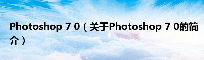 Photoshop 7 0（關(guān)于Photoshop 7 0的簡(jiǎn)介）
