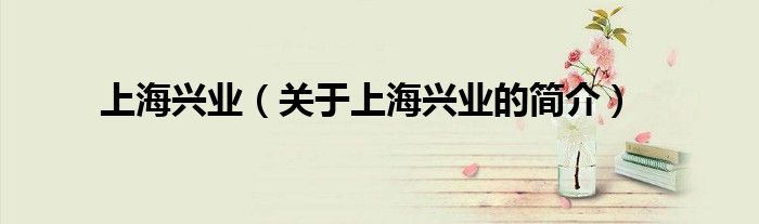 上海興業（關于上海興業的簡介）