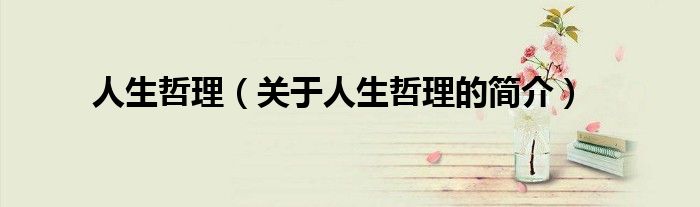 人生哲理（關于人生哲理的簡介）