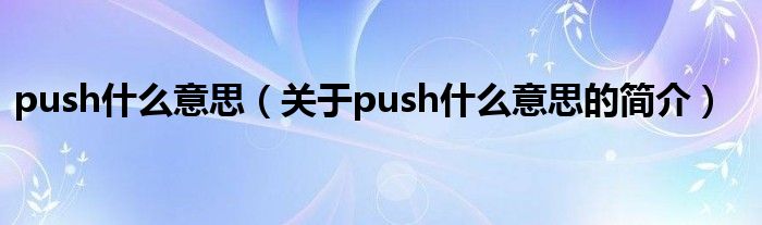 push什么意思（關于push什么意思的簡介）