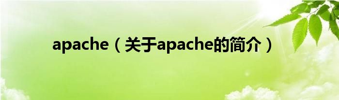 apache（關于apache的簡介）
