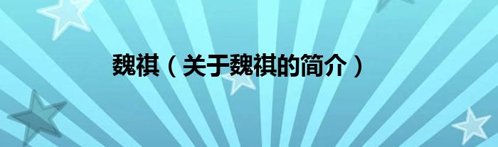 魏祺（關于魏祺的簡介）