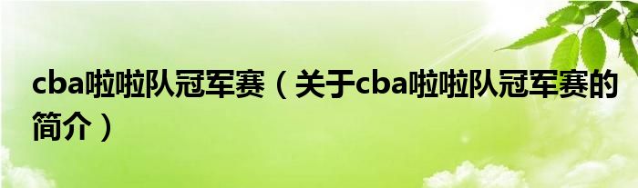 cba啦啦隊冠軍賽（關于cba啦啦隊冠軍賽的簡介）