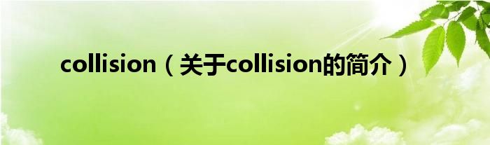 collision（關于collision的簡介）