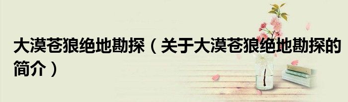 大漠蒼狼絕地勘探（關于大漠蒼狼絕地勘探的簡介）