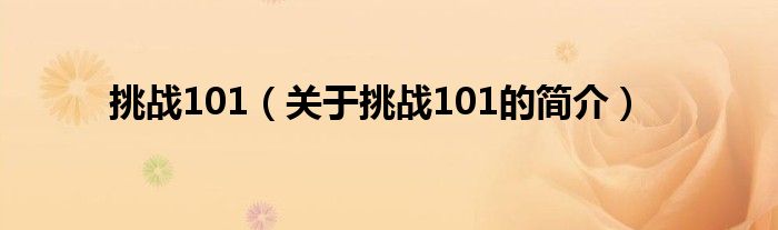 挑戰101（關于挑戰101的簡介）