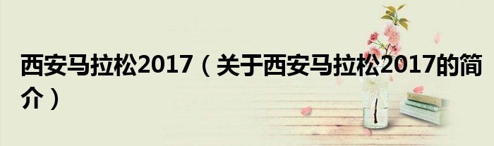 西安馬拉松2017（關于西安馬拉松2017的簡介）