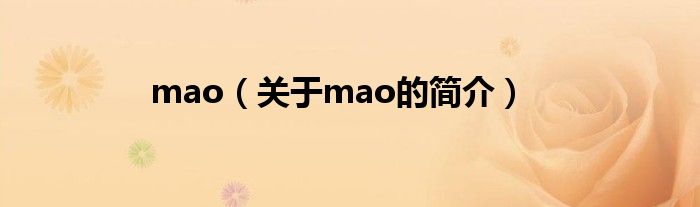 mao（關于mao的簡介）