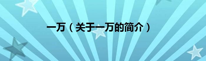 一萬（關于一萬的簡介）