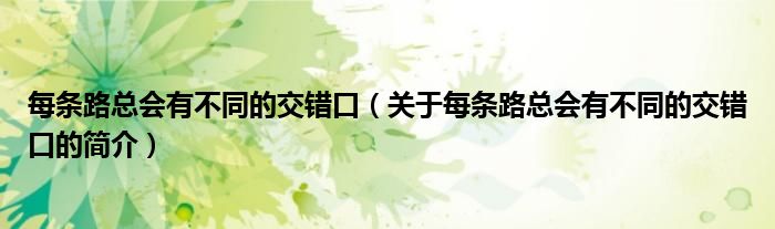 每條路總會(huì)有不同的交錯(cuò)口（關(guān)于每條路總會(huì)有不同的交錯(cuò)口的簡介）